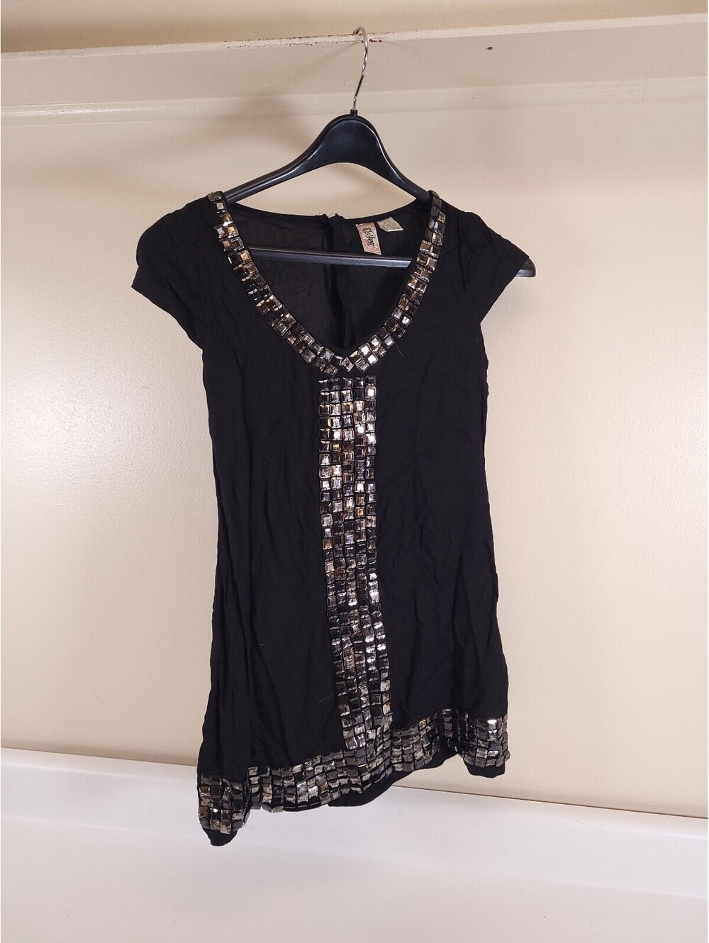L8ter brand dress womens small black dress with embelishments grunge